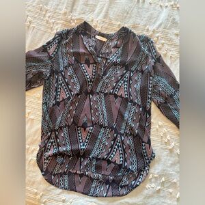 Nordstrom Lush Sheer Geometric Patterned Blouse